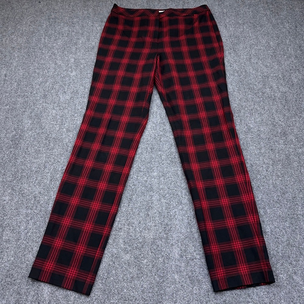 J. Jill Pants Women's 14T TALL Red Windowpane Plaid Premium Bi-Stretch Academia